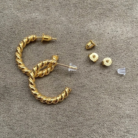 925 Silver 18k Gold Filled Twisted Rope Hoops - Picture 4 of 6